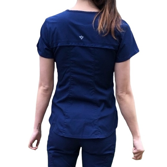 Cherokee Luxe Scrub Top Navy Blue Size S - Picture 4 of 15